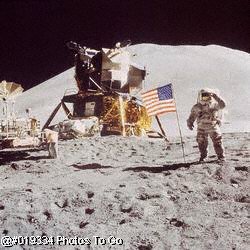Astronaut walking on moon