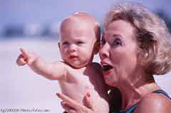 Baby Pointing with Grandmother